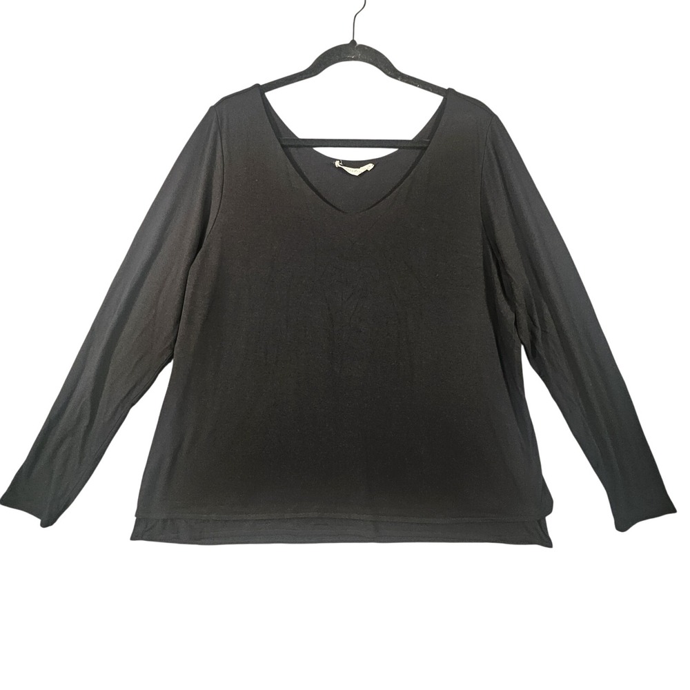 Peruvian Connection Top Womens 20 Black Minimalist Luxe Stretch Timeless Capsule
